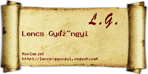 Lencs Gyöngyi névjegykártya